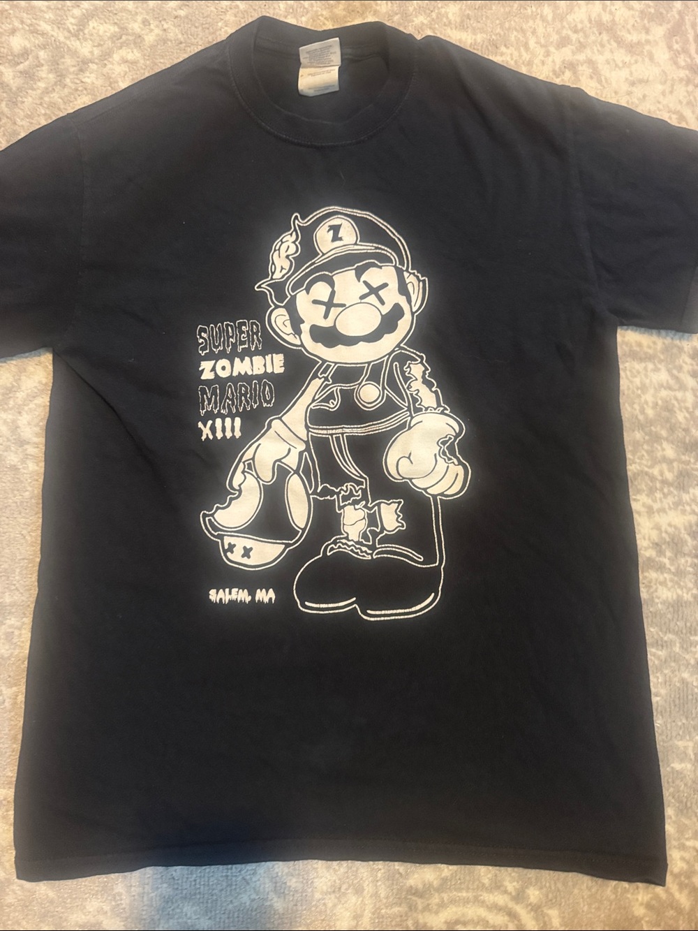 Salem Massachusetts Black Graphic 'Super Zombie Mario' T‑Shirt
